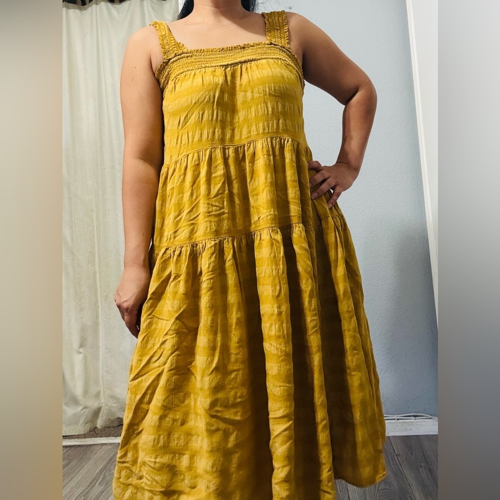 Old‎ Navy Yellow Bohemian Sleeveless Sundress Layered Midi Dress Size M